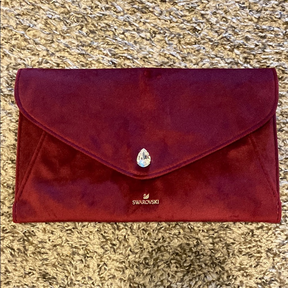 Swarovski Burgundy Clutch with Crystal Accent